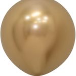 Шар (24"/61 см) Reflex, Зеркальный блеск, Золото (970), хром, 3 шт.