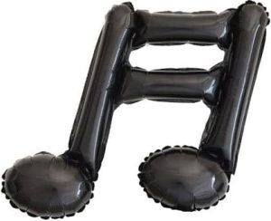 Шар (17''/43 см) Мини-фигура, Нота двойная, Черный, 1 шт.