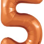 Шар (40''/102 см) Цифра, 5 Slim, Папайя, 1 шт. в уп.