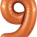 Шар (40''/102 см) Цифра, 9 Slim, Папайя, 1 шт. в уп.
