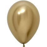 Шар (12"/30 см) Reflex, Зеркальный блеск, Золото (970), хром, 50 шт.
