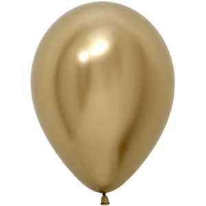 Шар (12"/30 см) Reflex, Зеркальный блеск, Золото (970), хром, 50 шт.