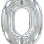 Шар (40"/102 см) Цифра, 0, Серебро, 1 шт.