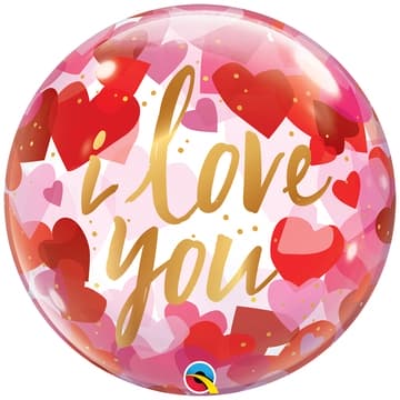 Шар П BUBBLE 22" ILY Сердца красные