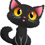 Шар (14''/36 см) Мини-фигура, Котенок, Черный, 1 шт.