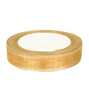 Лента декоративная (1,2 см*22,85 м) Органза, Золото, 1 шт.