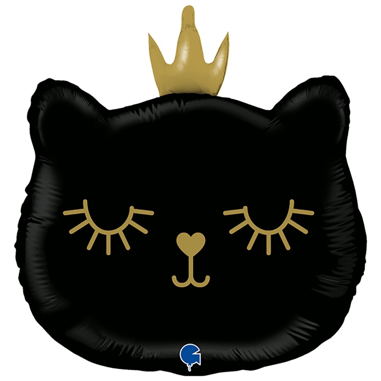 Шар Г(26"/66см) ФИГУРА Голова кошки черная в короне