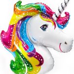 Шар (15"/38 см) Мини-фигура, Голова сказочного единорога, 1 шт.