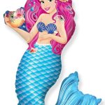 Шар (15"/38 см) Мини-фигура, Русалочка с ракушкой, 1 шт.