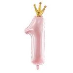 Шар ПД ЦИФРА 1 35,5" с короной Light Pink