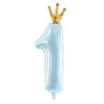 Шар ПД ЦИФРА 1 35,5" с короной Sky Blue