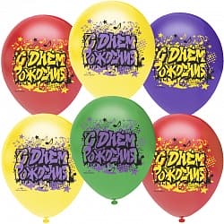 Шар (12''/30 см) Граффити, С Днем Рождения!, Ассорти, пастель, 1 ст, 25 шт