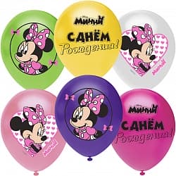 Шар (12''/30 см) Минни Маус, Ассорти, пастель, 1 ст, 25 шт