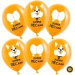 Шар (12"/30 см) Счастливый корги, Оранжевый, пастель, 2 ст, 50 шт.