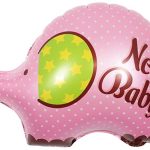 Шар (32"/81 см) Фигура, Слоник: С рождением девочки, 1 шт.