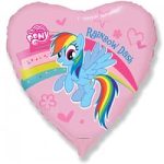 Шар (18"/46 см) Сердце, My Little Pony, Лошадка Радуга, Розовый, 1 шт.