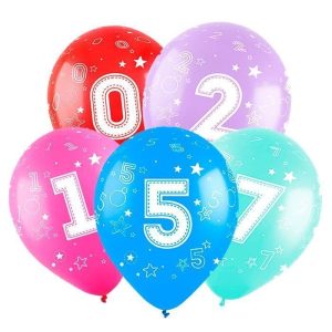 Шар Т 12 Цифры, Ассорти Пастель 5 ст. / 100 шт.