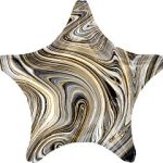 Шар (18"/46 см) Звезда, Мрамор, Золотая нить, Черный, Агат, 1 шт.