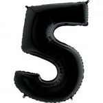 Шар (40"/102 см) Цифра, 5, Черный, 1 шт.