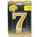 Свеча -цифра "7" Золотая 8см/V