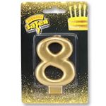 Свеча -цифра "8" Золотая 8см/V