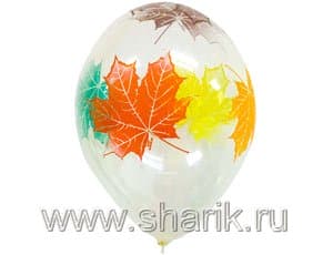 Шар Шелкография кристалл 14" Лист Клен 5цв
