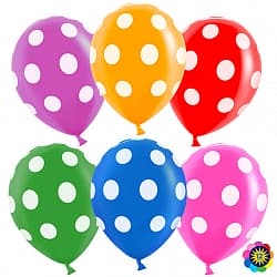 Шар Iар (12"/30 см) Точки №1, Ассорти, пастель, 5 ст, 100 шт.