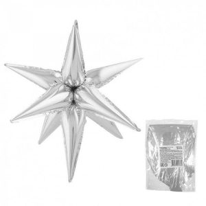 Шар К 20 Звезда составная 12 лучиков Серебро в упаковке / Exploding Star Silver 12pcs Set / К 20 /