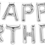 Набор шаров - букв (16"/41см) Мини-Надпись "Happy Birthday", Серебро, 1шт. в упак.