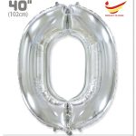 Шар И 40 Цифра "0" серебро в упаковке / 1 шт.