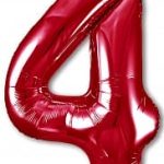 Шар (40"/102 см) Цифра, 4 Slim, Красный, 1 шт. в упак.