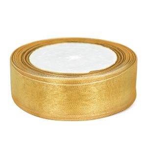 Лента декоративная (2,5 см*22,85 м) Органза, Золото, 1 шт.