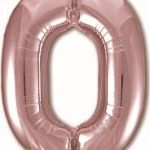 Шар (40"/102 см) Цифра, 0 Slim, Розовое Золото, 1 шт. в упак.