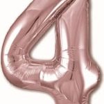 Шар (40"/102 см) Цифра, 4 Slim, Розовое Золото, 1 шт. в упак.