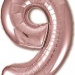Шар (40"/102 см) Цифра, 9 Slim, Розовое Золото, 1 шт. в упак.