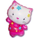 Шар (31"/79 см) Фигура, Котенок в цветах, Фуше, 1 шт.