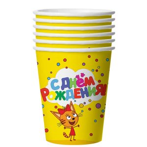 Стаканы (255 мл) Три Кота, Желтый, 6 шт.