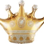 Шар с клапаном (12''/30 см) Мини-фигура, Корона, Золото, 1 шт.