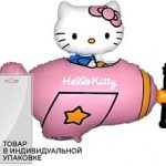 Шар (36''/91 см) Фигура, Hello Kitty, Котенок в самолете, Розовый, 1 шт. в упак.