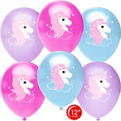 Шар (12''/30 см) Нежный единорог, Ассорти, пастель, 1 ст, 50 шт.