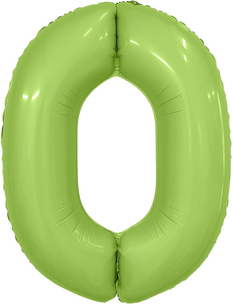 Шар (40''/102 см) Цифра, 0 Slim, Фисташка, Сатин, 1 шт. в упак.