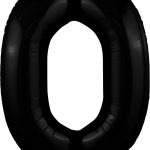 Шар (40''/102 см) Цифра, 0 Slim, Черный блеск, 1 шт. в упак.