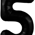 Шар (40''/102 см) Цифра, 5 Slim, Черный блеск, 1 шт. в упак.