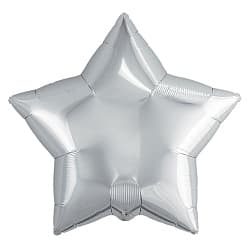Шар (9''/23 см) Мини-звезда, Серебро, 5 шт. в упак.