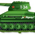 Шар (31"/79 см) Фигура, Танк Т-34, Зеленый, 1 шт.