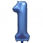 Шар (34"/86 см) Цифра, 1, Синий, Сатин, в упаковке 1 шт.
