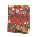 Пакет подарочный, Праздничный микс, Красный, Металлик, 32*26*10 см, 1 шт.