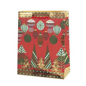 Пакет подарочный, Праздничный микс, Красный, Металлик, 32*26*10 см, 1 шт.