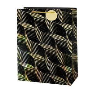 Пакет подарочный, Черная классика, Дизайн №1, Металлик, 32*26*12 см, 1 шт.