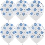Шар (12''/30 см) Снежинки, Белый, пастель, 5 ст, 25 шт.